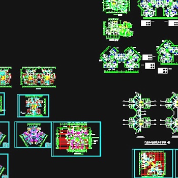 高层住宅平面户型方案集合3D模型