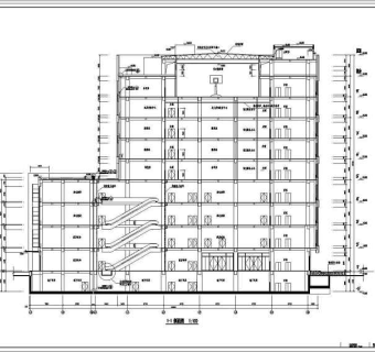 上海某九层框架结构商业楼建筑设计方案图