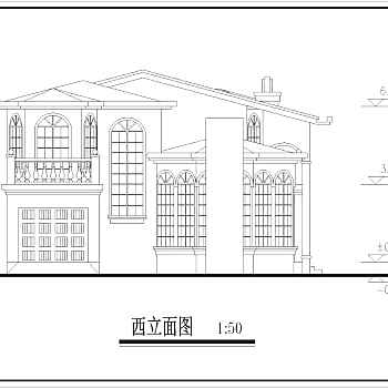 二层别墅楼建筑设计CAD施工图纸