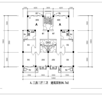 多层住宅建筑设计施工CAD户型图