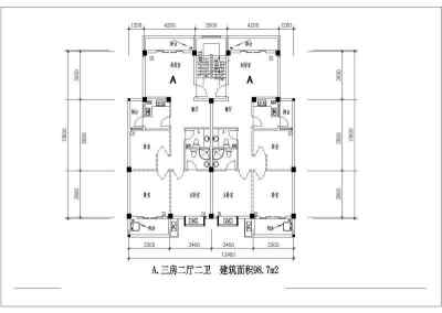 多层住宅建筑设计施工CAD户型图