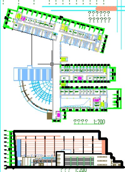 现在综合医院设计CAD+效果图，