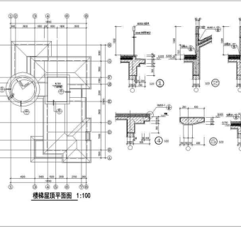 两层带天台独立豪华别墅详细cad施工设计图