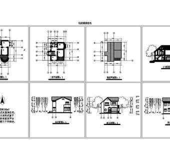 家庭小别墅平立剖面图（建筑cad图纸）3D模型