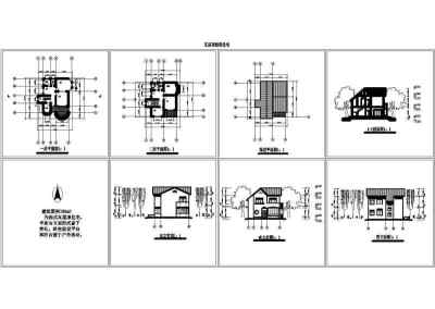 家庭小别墅平立剖面图（建筑cad图纸）3D模型