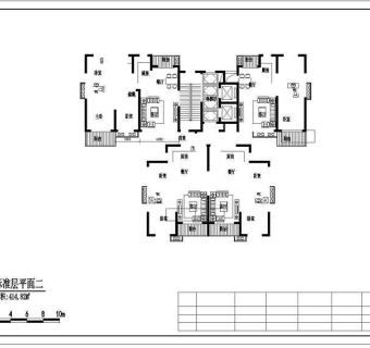 经典高层户型图两梯四户