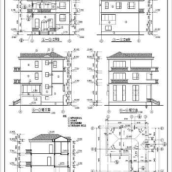 某新农村三层带夹层别墅建筑设计方案图