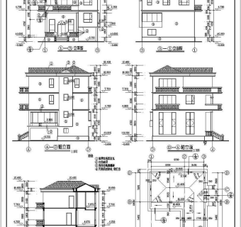 某新农村三层带夹层别墅建筑设计方案图