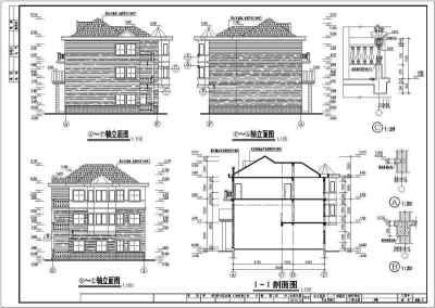 某农村三层带阁楼别墅建筑设计施工图