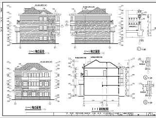 某农村三层带阁楼别墅建筑设计施工图