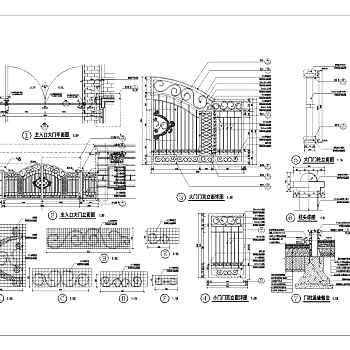某铁艺大门详细的景观设计施工图纸3D模型