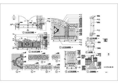 某铁艺大门详细的景观设计施工图纸3D模型