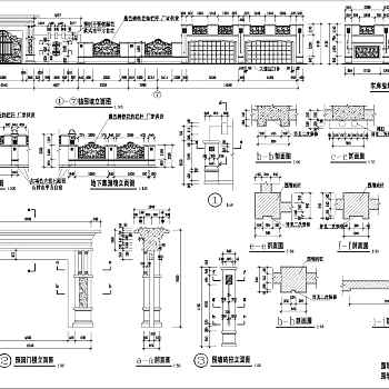 某小区欧式大门与欧式围墙设计施工详图3D模型