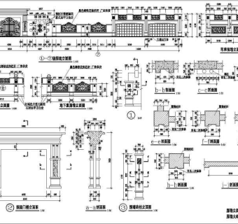 某小区欧式大门与欧式围墙设计施工详图3D模型