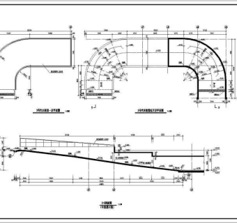 建筑物地下车库环形及直线坡道施工图