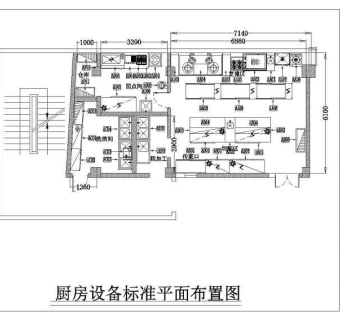 自助餐厅厨房设备平面布置CAD图纸