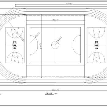 某学校塑胶跑道设计施工设计方案图（五张）3D模型