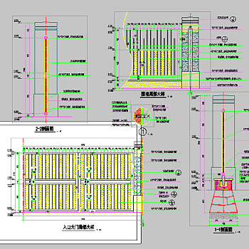 园林景区铁艺大门设计cad施工节点详图大全3D模型