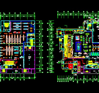 某生活超市建筑cad设计施工平面图3D模型