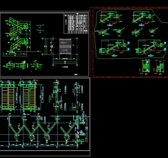 三张钢楼梯cad设计详细施工图纸3D模型