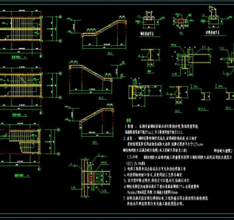钢结构楼梯大样cad平面施工设计图3D模型