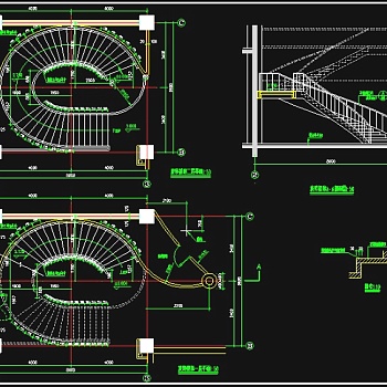 某椭圆旋转楼梯cad设计大样详图3D模型