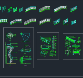 某旋转楼梯大样节点CAD设计详图