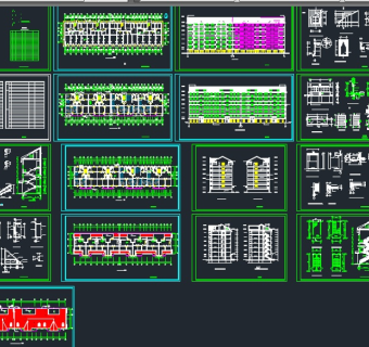 某地区E型学生宿舍楼建筑设计CAD施工图