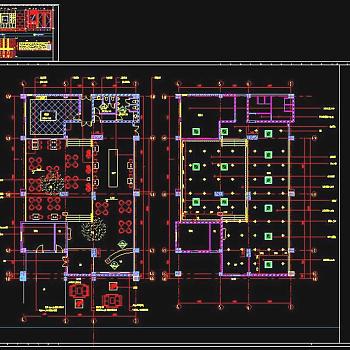 某西餐厅的cad平面设计布置图纸3D模型