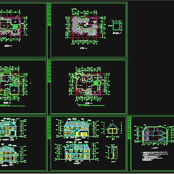 经典住宅2层半小别墅图纸带效果图3D模型