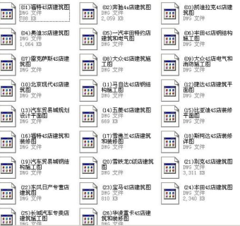 26套常用汽车4S店建筑设计CAD图纸3D模型