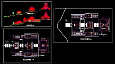 某市大型寺庙建筑CAD施工方案设计图纸3D模型