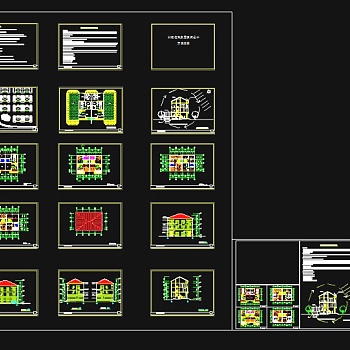 某地区某3层双拼中式别墅建施图纸带效果图3D模型