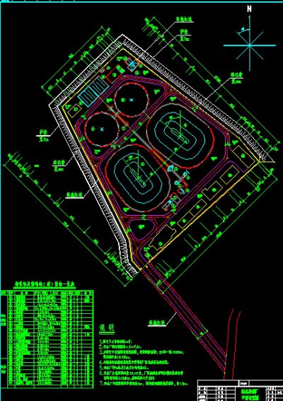 某城市污水处理厂平面图和管线图