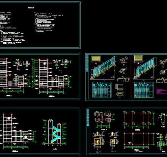 某钢结构走廊楼梯cad施工设计图(含设计说明）3D模型