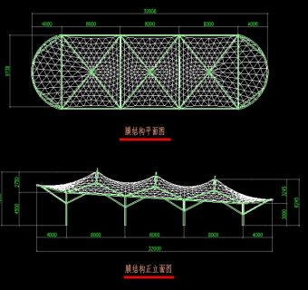 小区、停车场车库出入口膜结构方案图3D模型