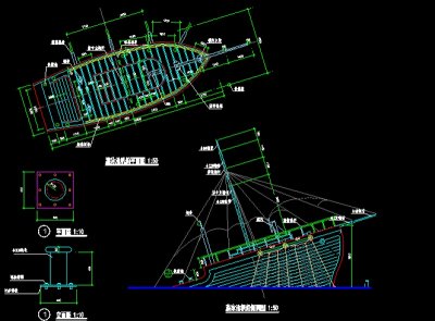 钢混结构景观船结构施工图3D模型