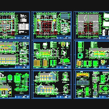 某二层仿古四合院建筑CAD设计施工图3D模型