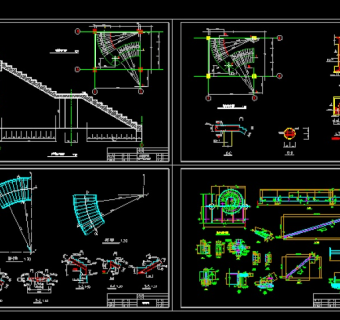 实用旋转楼梯全套cad平立面设计详细图纸