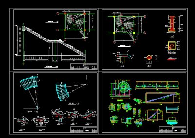 实用旋转楼梯全套cad平立面设计详细图纸