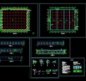 单层钢结构厂房全套CAD建筑施工详细图纸3D模型