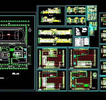 某地区某学校建筑设计cad全套施工方案图