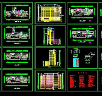 乐山某武警医院十三层住院楼设计cad建筑方案扩初图