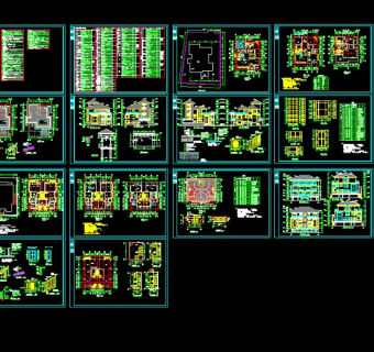 某地区两套仿古别墅建筑设计cad施工图纸