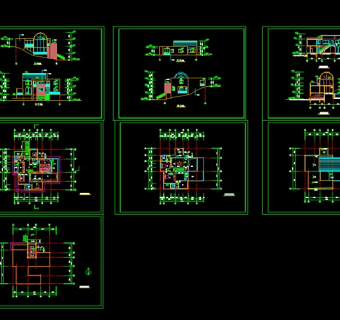 某室内小型带游泳池别墅设计cad建施图