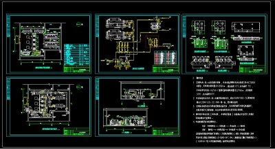 实用水冷螺杆机制冷机房cad施工图