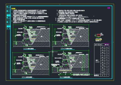 1-9m毛石挡土墙结构图CAD3D模型