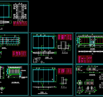 学校候车亭钢框架结构cad施工图纸