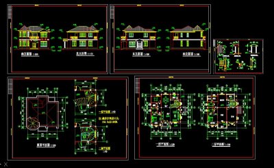 某地区两层私家小别墅cad建筑施工图带效果图