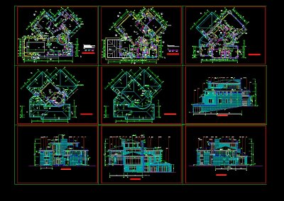 某地区A户型高级别墅建筑设计cad全套施工图带效果图